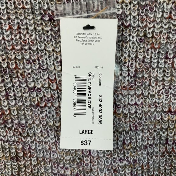 ANA Sweater Womens Large NWT Purple Gray Pullover Spicy Space Dye Chunky - Picture 5 of 8